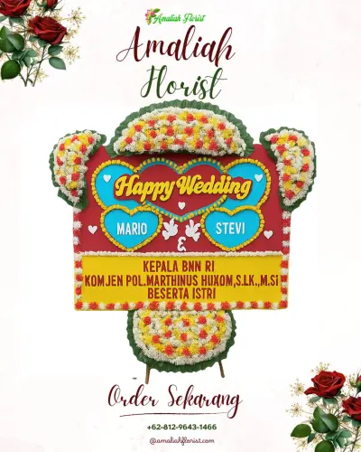 Karangan Papan Bunga Pernikahan di Bangun Mulia